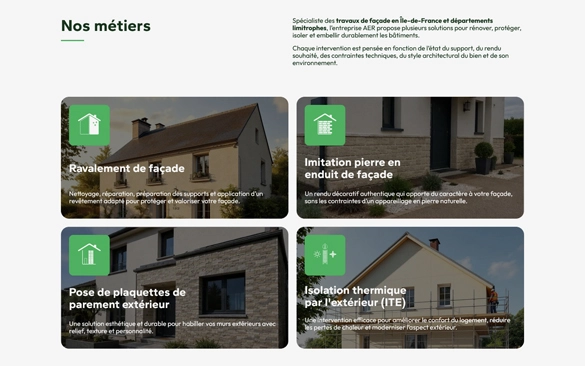 Création site web entreprise de ravalement pour Entreprise AER
